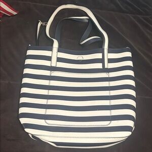 Navy and White Striped Tote Bag